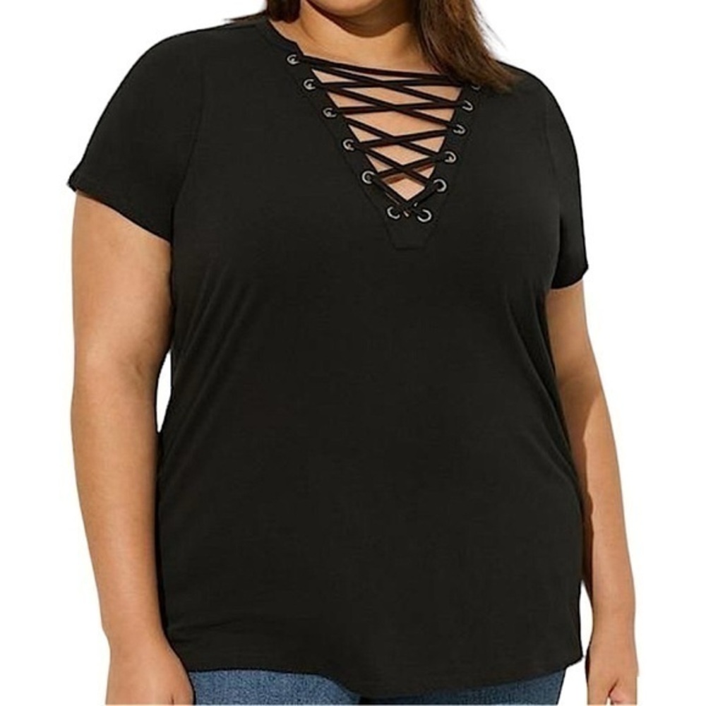 TORRID Vintage Cotton‎ Jersey Lace Up Tee NWT